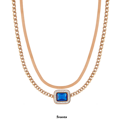 Trendy Blue Diamond Layered Necklace