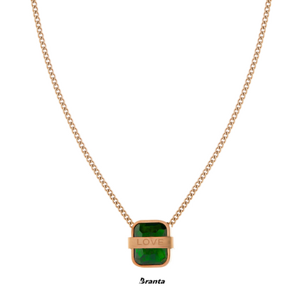 Love Green Emerald Pendant Rose Gold  Necklace For Girls