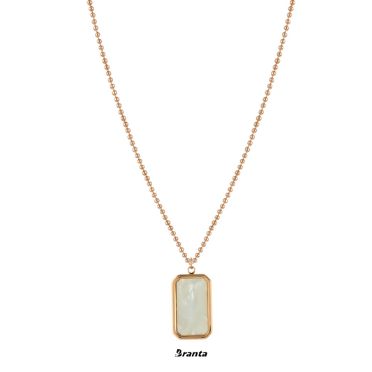 Rectangle White Pearls Pendant Necklace