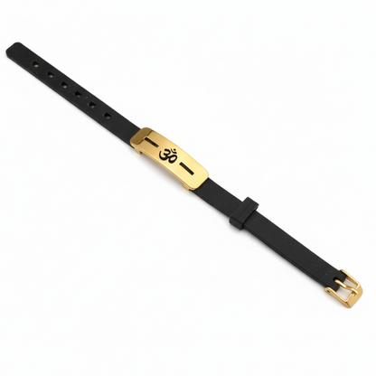 Om Black line Silicon Men's Gold Bracelet