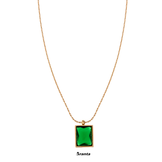 Radiant Green Emerald Pendant Necklace