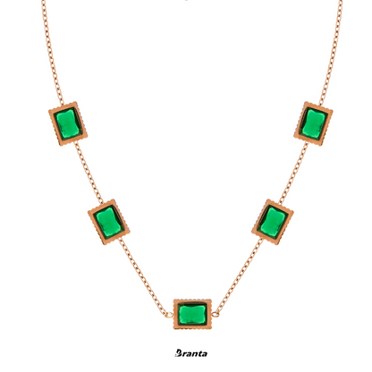 Green Emerald Rose Gold Necklace