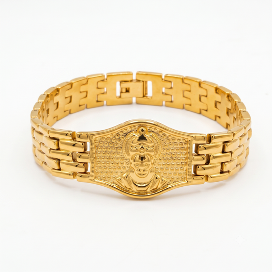 Premium Hanuman Gold Bracelet For Men (8 Inch)