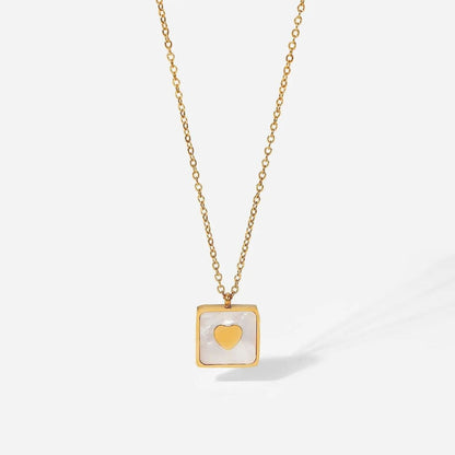 Square Heart Necklace Tarnish free