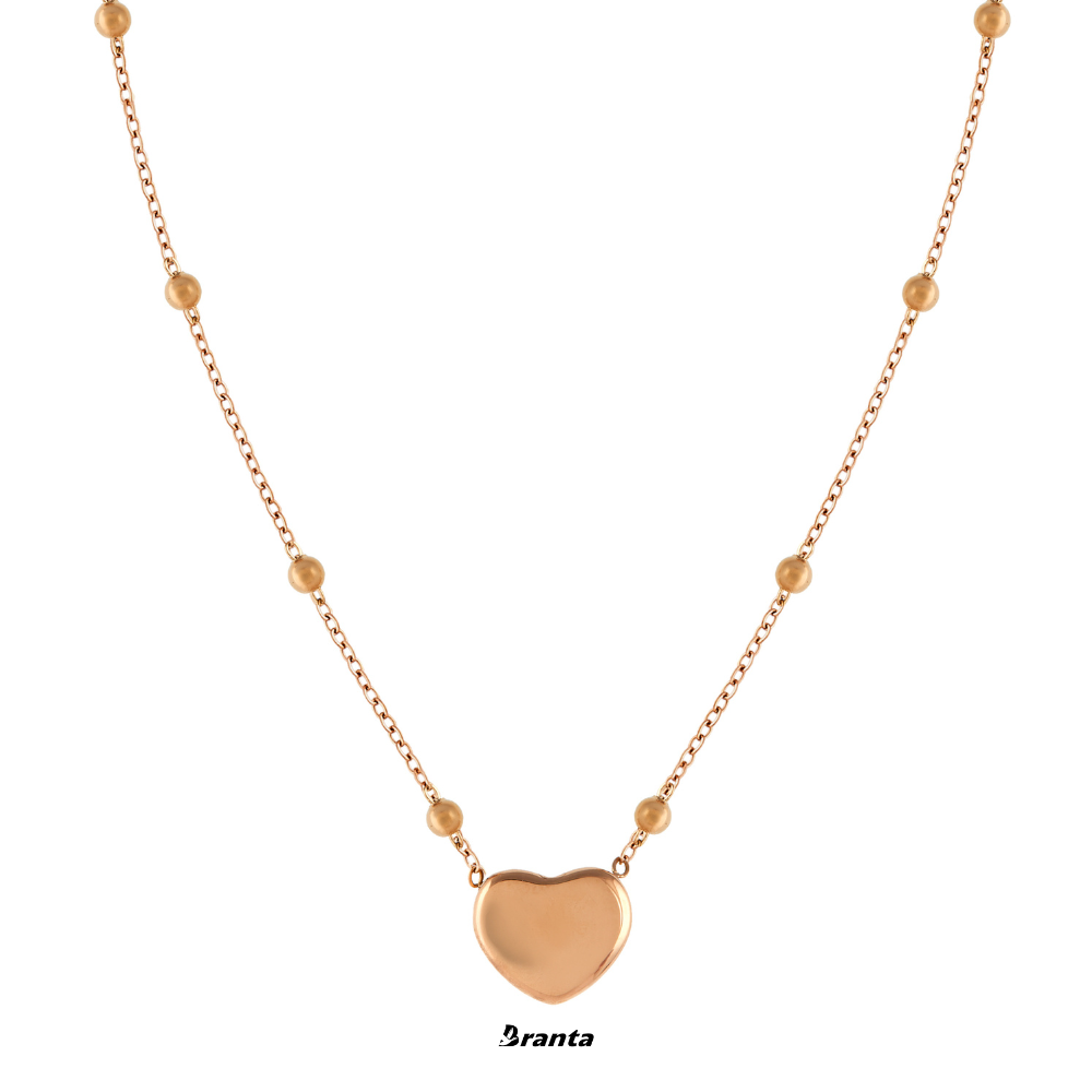 Heart Rose Gold-Tone Stainless Steel Necklace