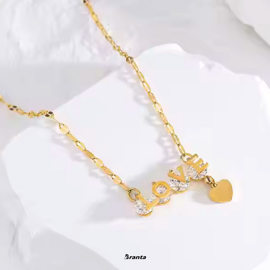 Love Zircon Studded Pendant Necklace