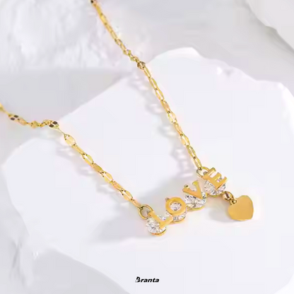 Love Zircon Studded Pendant Necklace