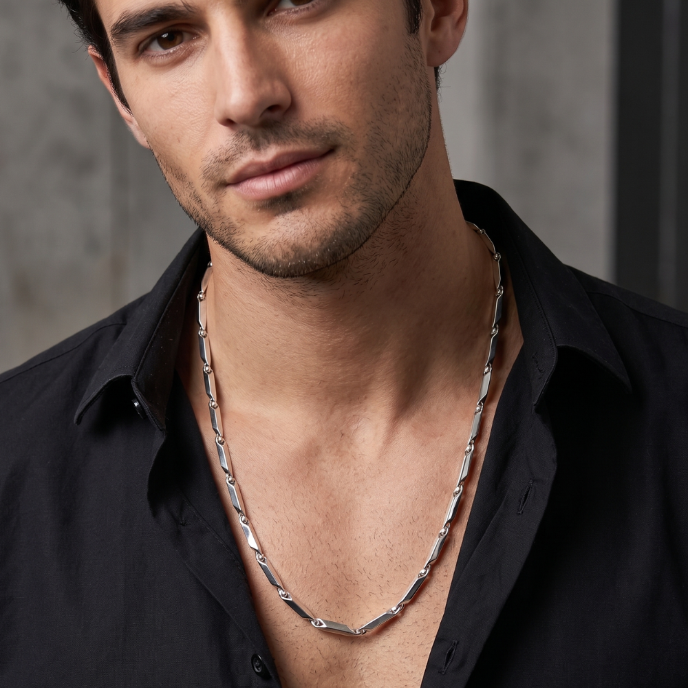 Silver Link Chain Necklace For Men & Women
