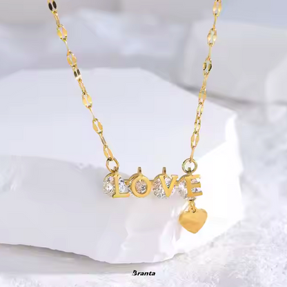 Love Zircon Studded Pendant Necklace