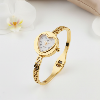 Heartora Stainless Steel Heart Dial Watch for Women