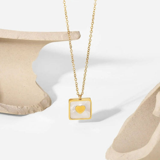 Square Heart Necklace Tarnish free