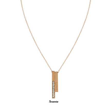 Graceful Rose Gold Diamond Love Bar Pendant Necklace