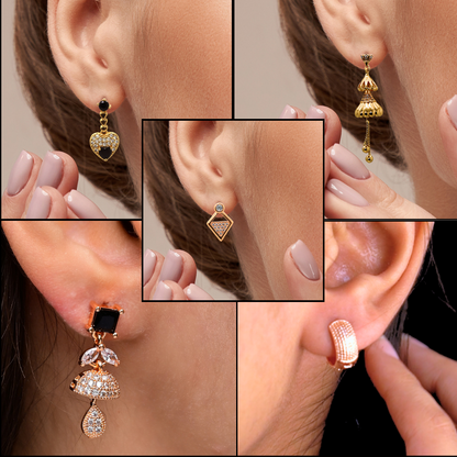 Set of 5 Minimal Jhumkas and Elegant Earrings