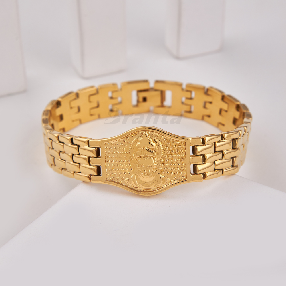 Premium Hanuman Gold Bracelet For Men (8 Inch)