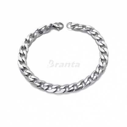 Silver Stainless Steel Curb Bracelet For Men (8.5 Inch)
