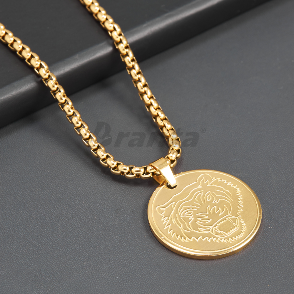 Tiger Gold Stainless Steel Pendant Necklace For Men