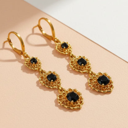 Loving Hearts Black Diamond Earrings For Women