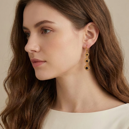 Loving Hearts Black Diamond Earrings For Women