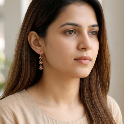 Square Sparkle Light Pink Diamond Earrings For Women