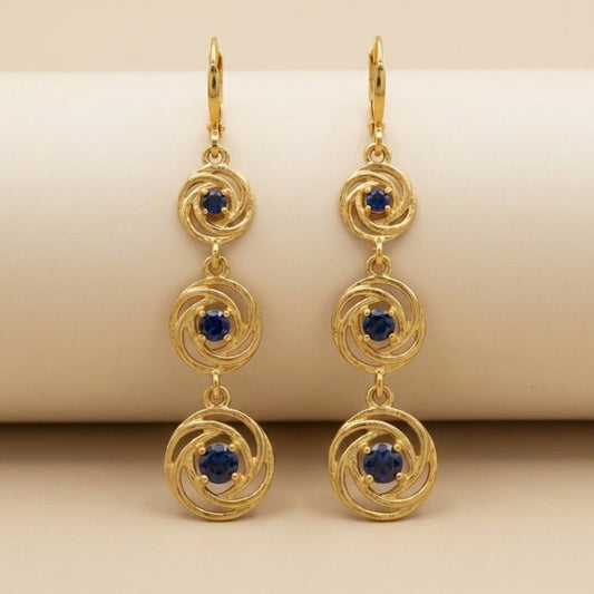 Perfect Circle Blue Diamond Earrings For Women