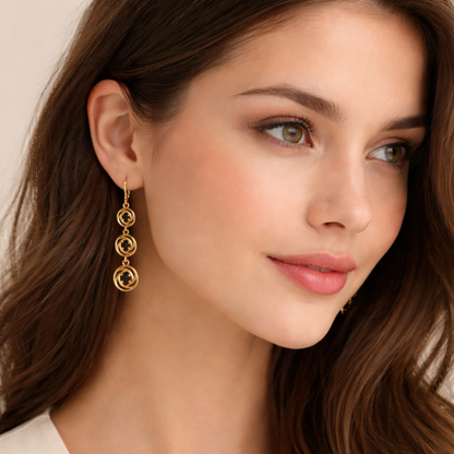 Perfect Circle Black Diamond Earrings For Women