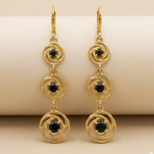 Perfect Circle Black Diamond Earrings For Women