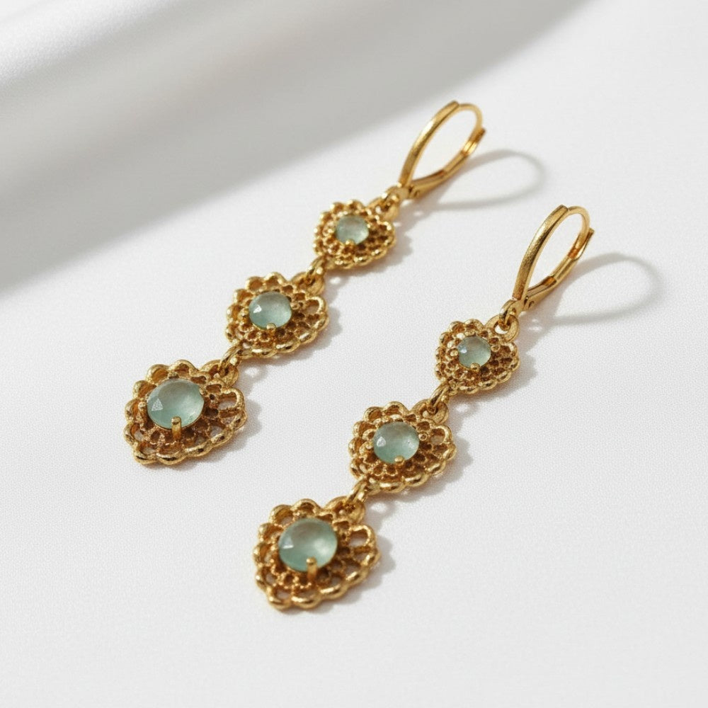 Loving Hearts Light Green Diamond Earrings For Women