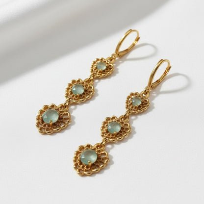 Loving Hearts Light Green Diamond Earrings For Women