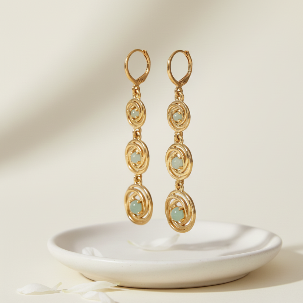 Perfect Circle Light Green Damond Earrings For Women