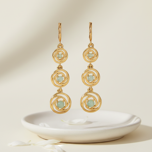 Perfect Circle Light Green Damond Earrings For Women