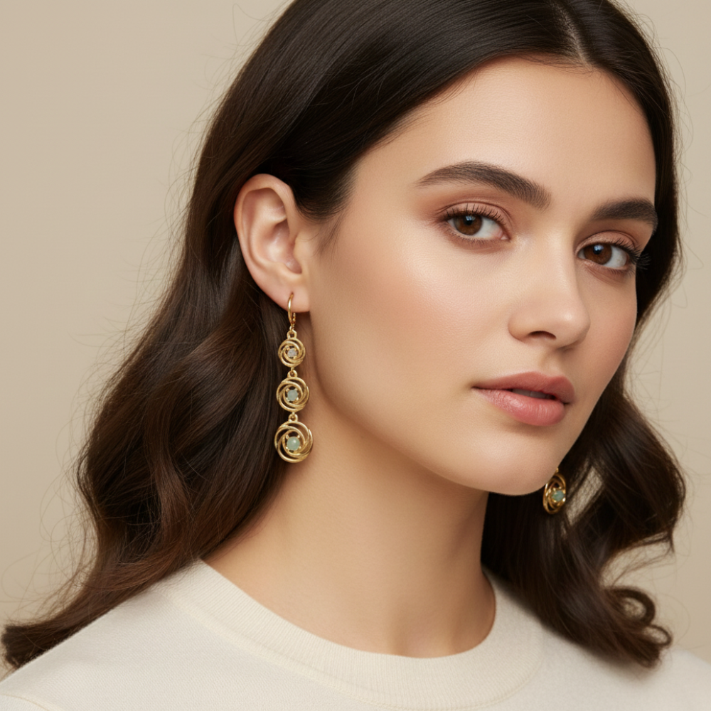 Perfect Circle Light Green Damond Earrings For Women