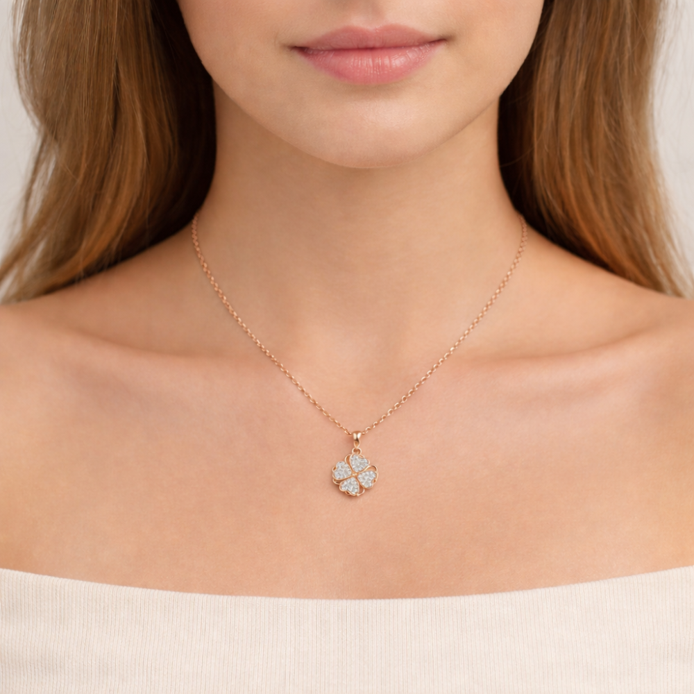 Spinning Diamond Heart Pendant Necklace For Women