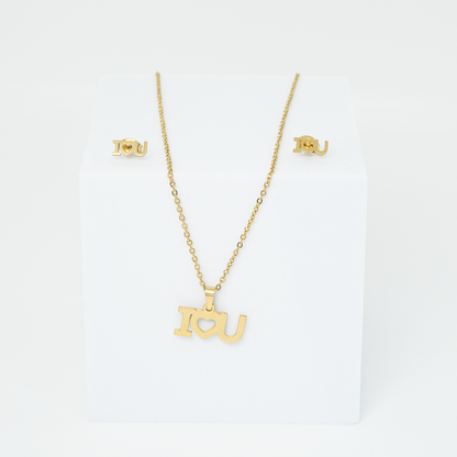 I Love You Necklace and Earring Set For Women