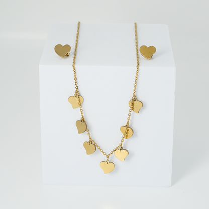 Multiple Heart Pendant Necklace and Earring Set For Women