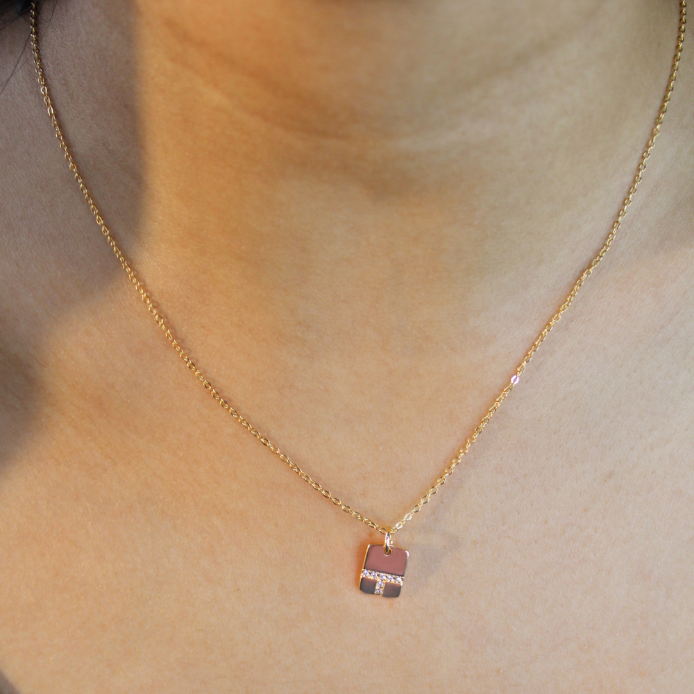 Tiny Square Stylish Diamond Necklace For Women
