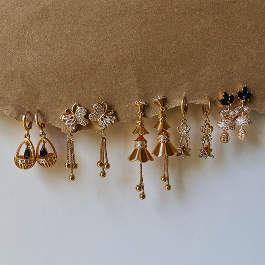 Set of 5 Shimmering Earrings