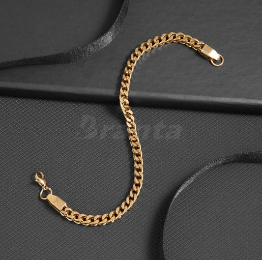 Gold Plated Chunky Link Stainless Steel Bracelet For Men (9 Inch)