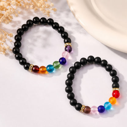 7 Chakra Black Stone Bracelet For Men Combo