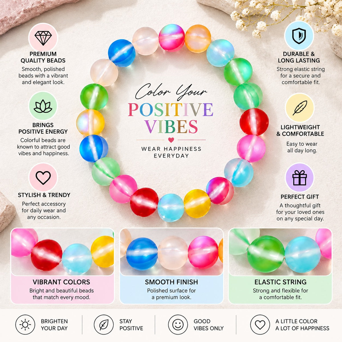Matte Rainbow Aura Crystal Bracelet For Women
