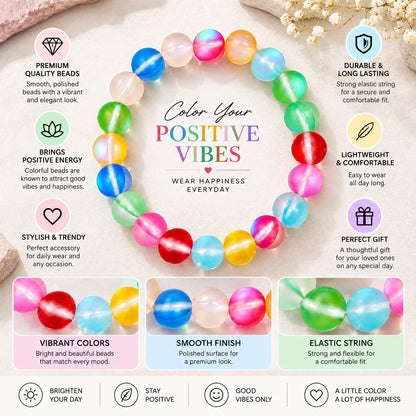 Matte Rainbow Aura Crystal Bracelet For Women