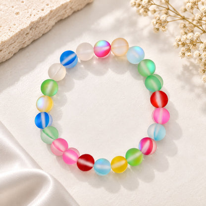 Matte Rainbow Aura Crystal Bracelet For Women