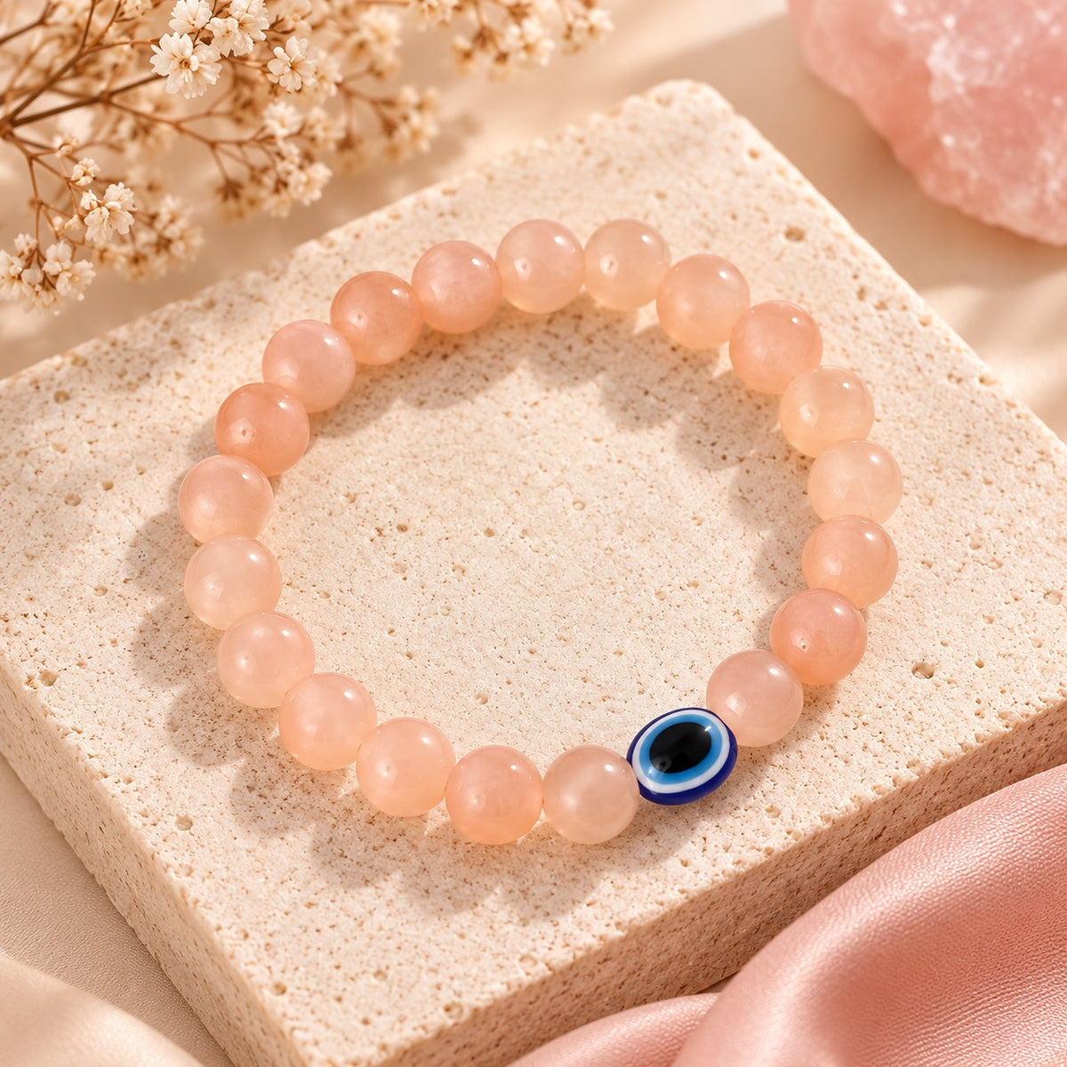 Evil Eye Peach Tranquility Bracelet For Women
