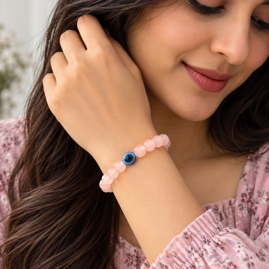 Evil Eye Peach Tranquility Bracelet For Women