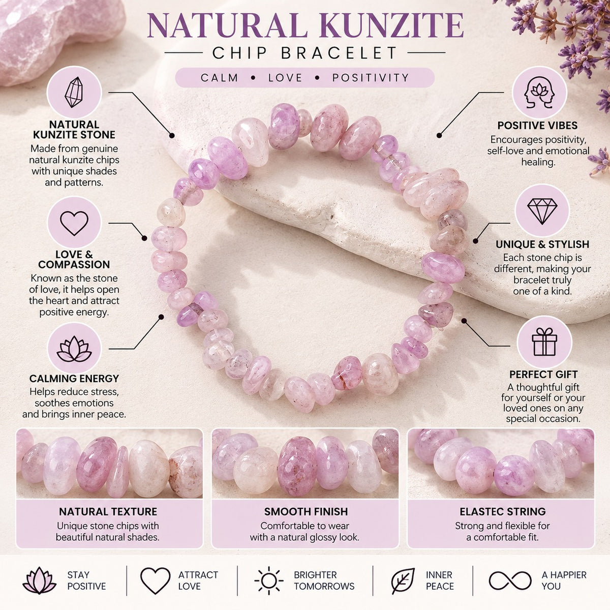 Amethyst Tranquility Stone Bracelet For women