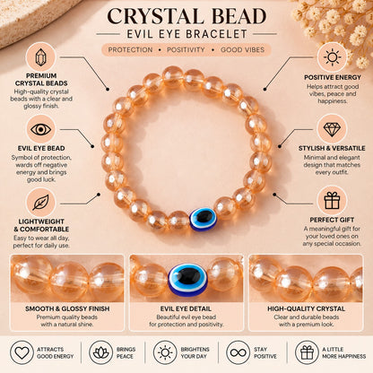 Citrine Dream Evil Eye Stone Bracelet For Women