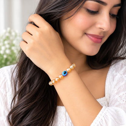 Citrine Dream Evil Eye Stone Bracelet For Women