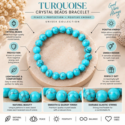 Turquoise Blue Natural Crystal Healing Bracelet For Women