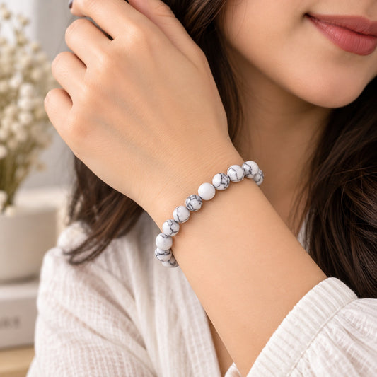 White Howlite Harmony Stone Bracelet For Women