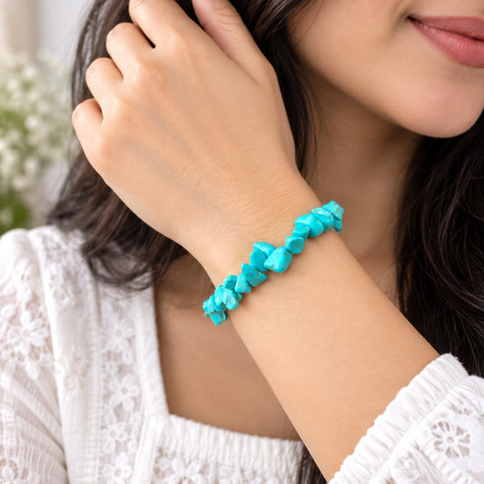 Aquamarine & Turquoise Chip Bracelet For Women