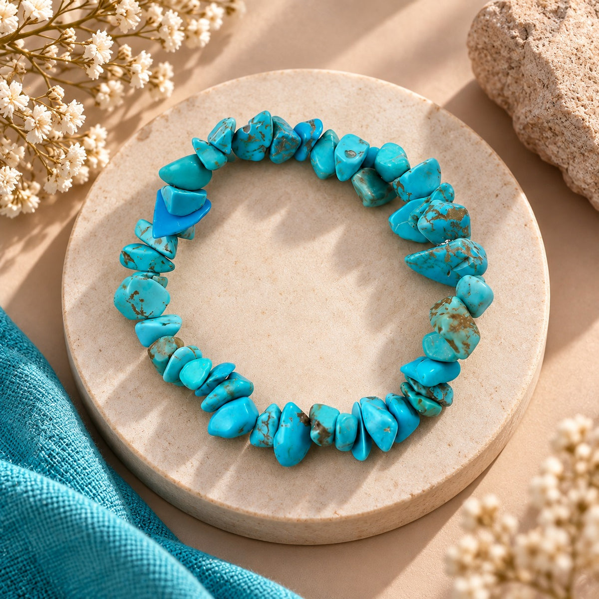 Aquamarine & Turquoise Chip Bracelet For Women